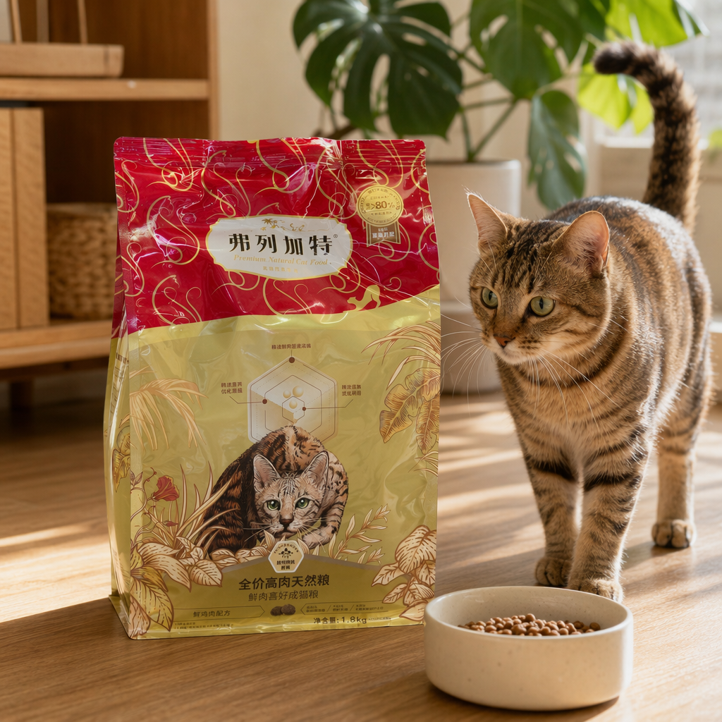 Red packaging bag cat food is a natural, grain-free, nutritionally balanced pet food specially designed for adult cats details Picture