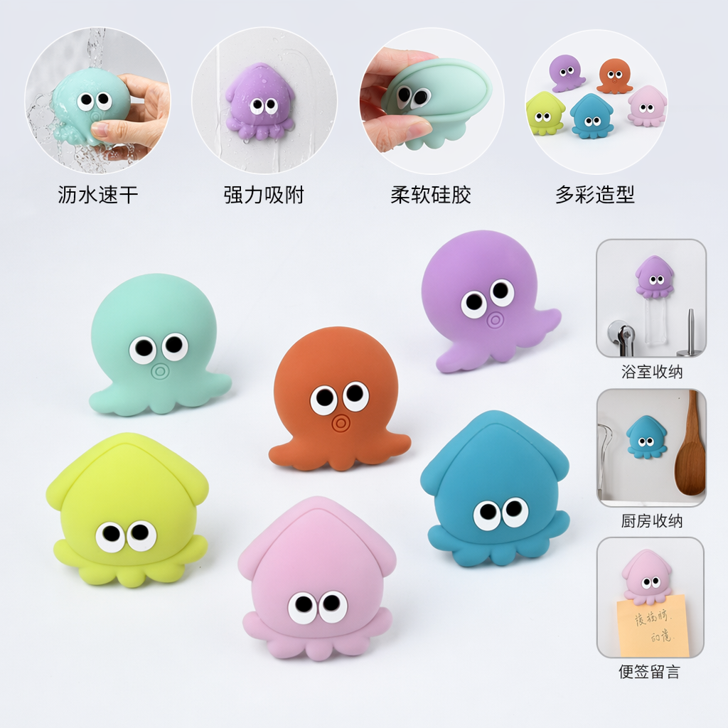 彩色章鱼造型创意贴纸可爱萌趣装饰手账笔记本通用