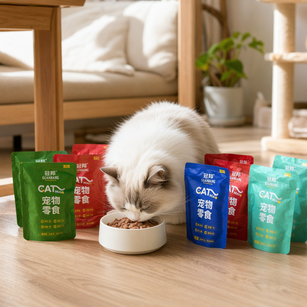 Customized food-grade waterproof and moisture-proof sealing packaging bags for colored pet snacks are available details Picture