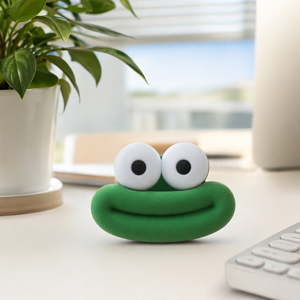 Creative handcrafted green frog-shaped clay figurines for home decoration details Picture
