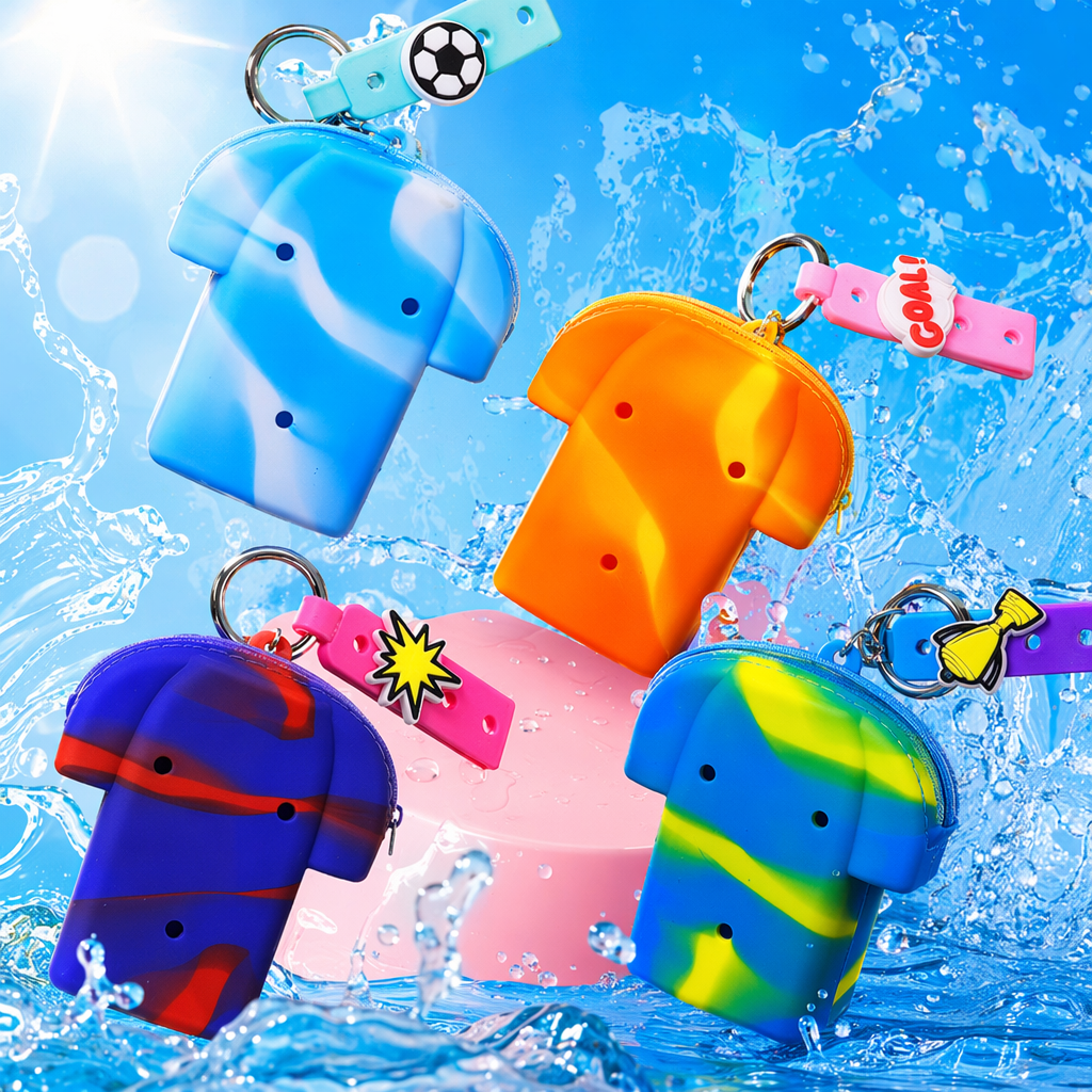 Colorful silicone T-shirt shaped keychain creative pendant, fashionable car bag hanger Specification image