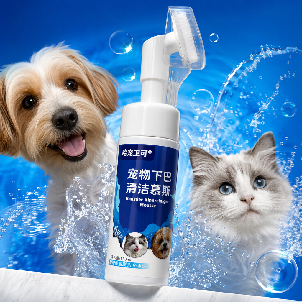 White bottle with blue label pet cleaning mousse, pet-specific deodorizing and sterilizing foam Specification image