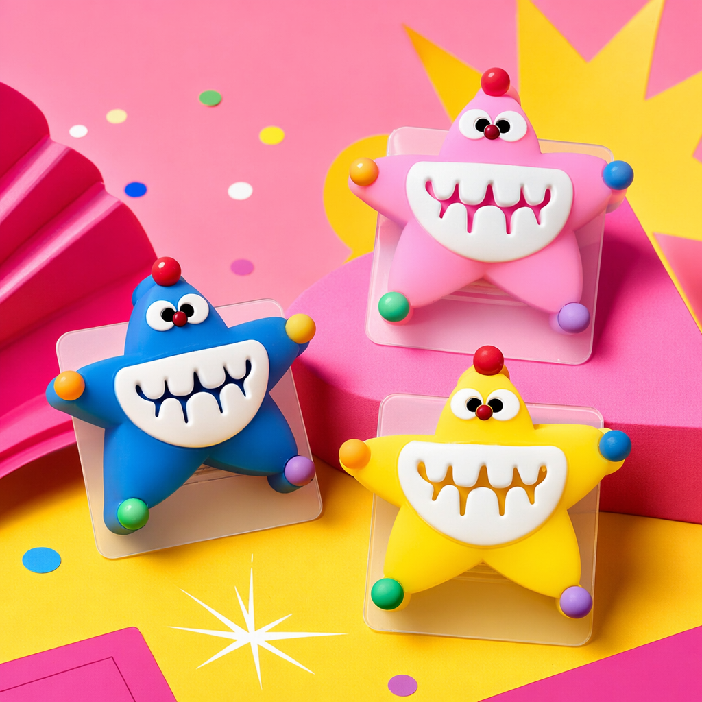 Creative cartoon keychain decoration in the shape of colorful star monsters Specification image