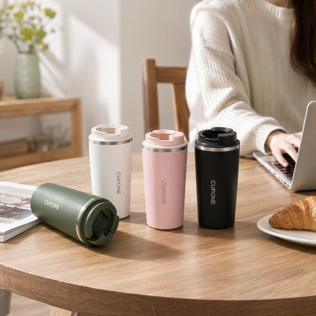 Colorful insulated cup, stainless steel vacuum insulated portable water cup, fashionable and simple design details Picture