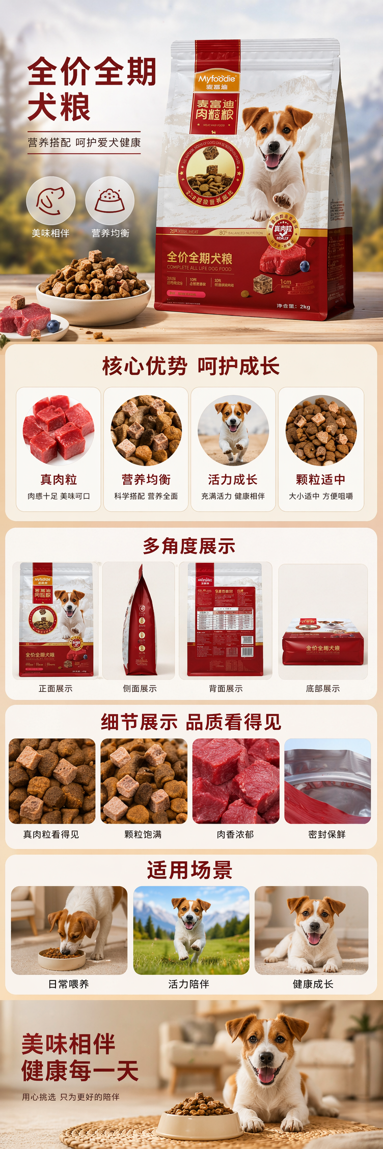 红色包装袋狗粮天然无谷成犬专用营养均衡宠物食品 pic 1