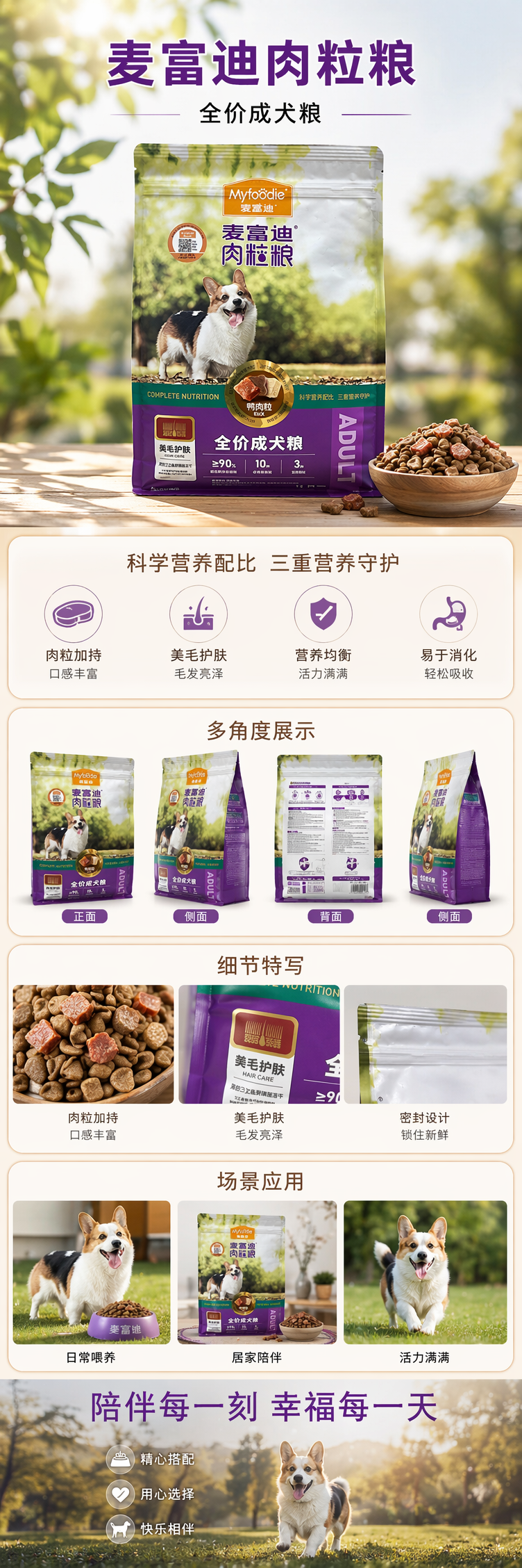 麦富迪紫色包装袋肉粒粮 猫狗通用全价主食湿粮 pic 1