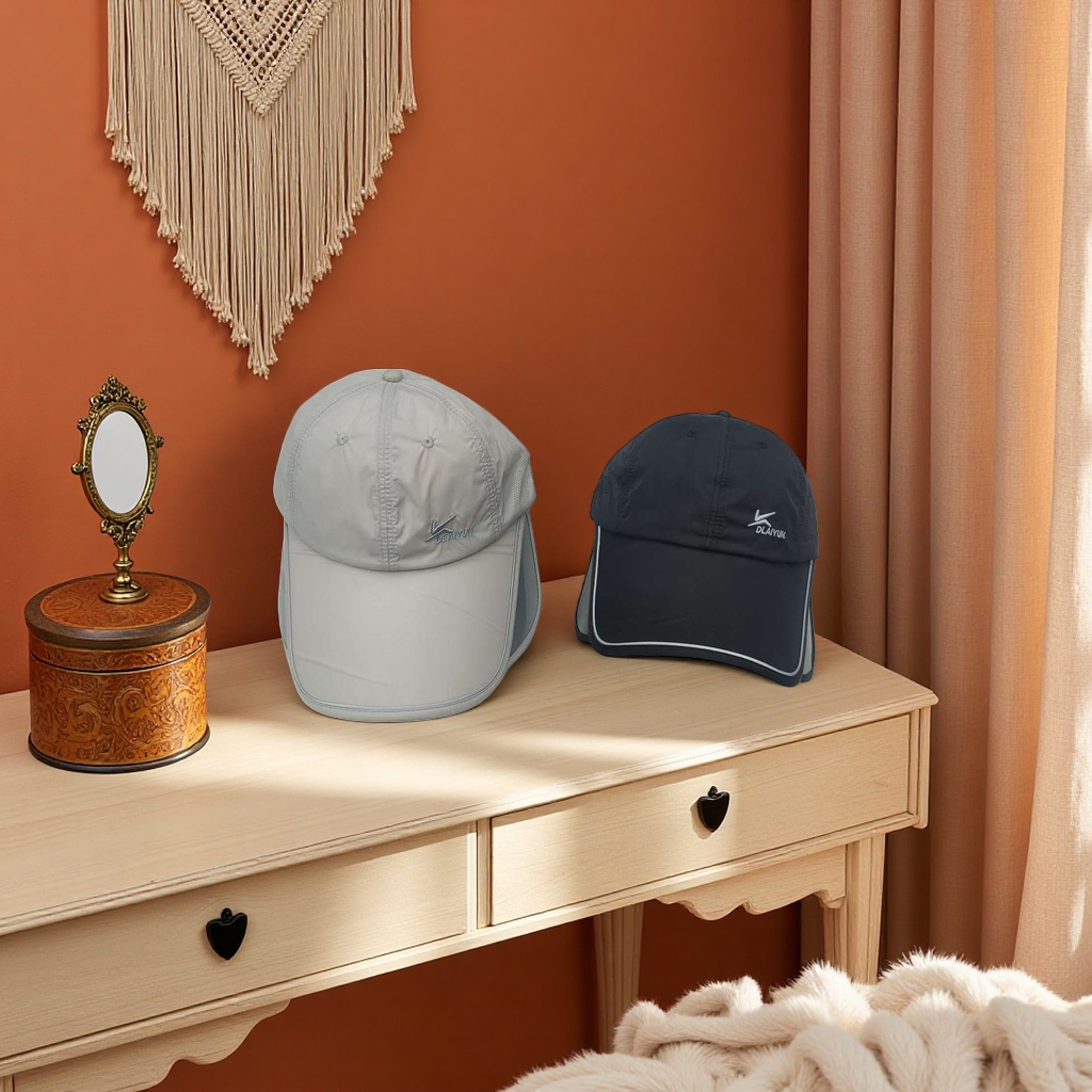 The grey and black two-tone sun hat is unisex, sun-protective, breathable and foldable Application Scenario