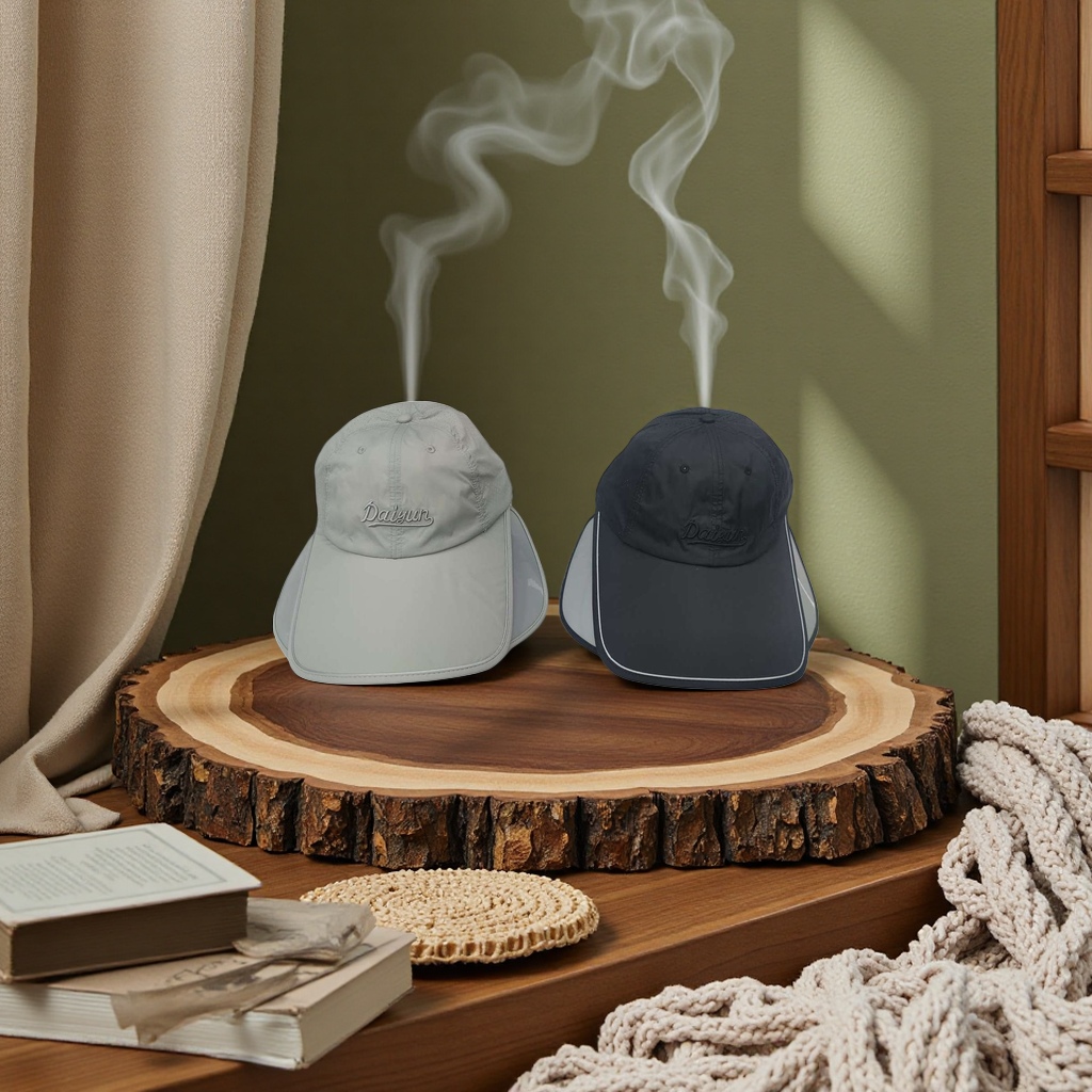 The grey and black two-tone sun hat is unisex, sun-protective, breathable and foldable details Picture