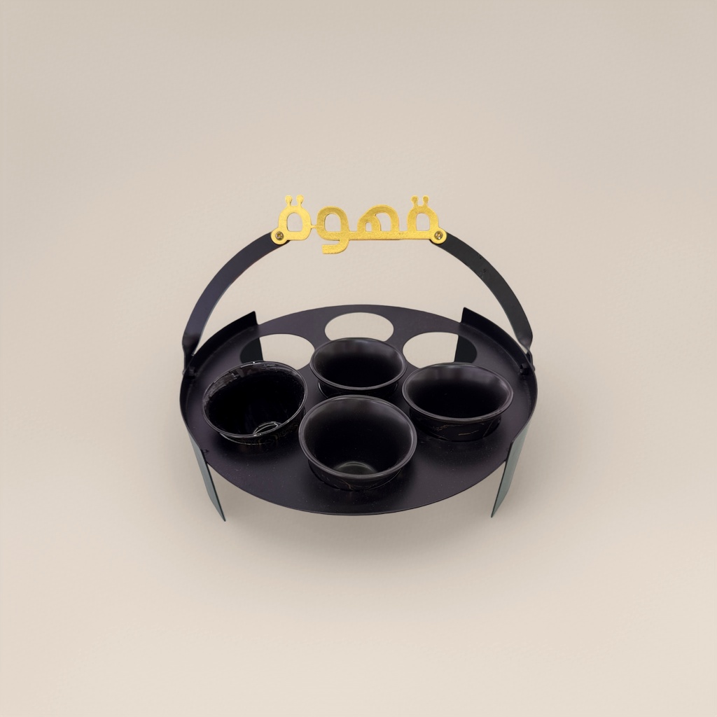 Black metal tray 6-cup tea set rack, simple and modern home storage rack Specification image