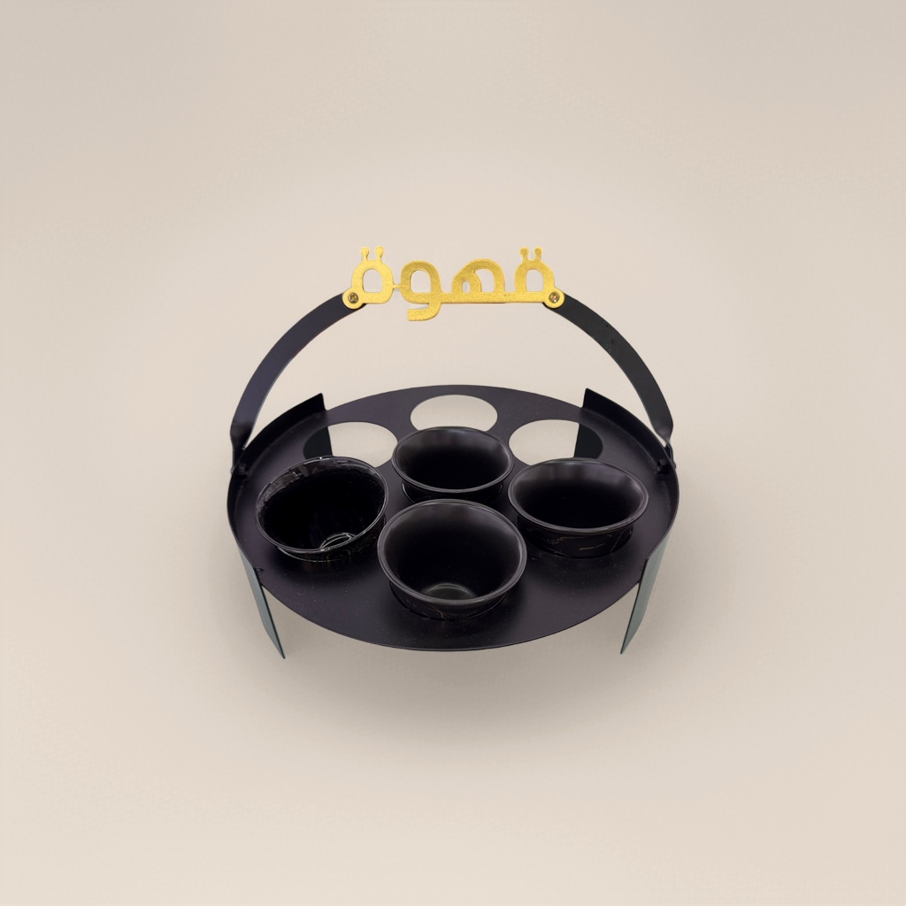 Black metal tray 6-cup tea set rack, simple and modern home storage rack