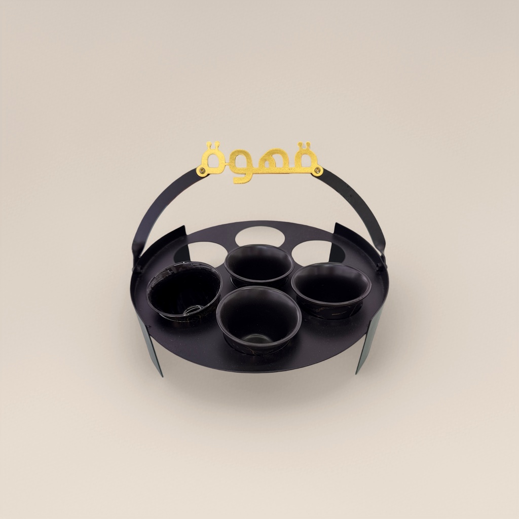 Black metal tray 6-cup tea set rack, simple and modern home storage rack details Picture