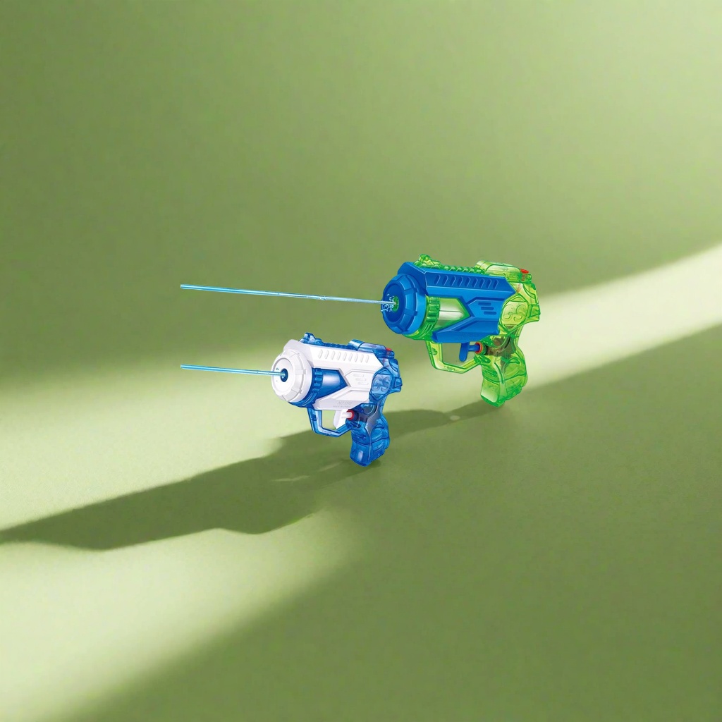 Blue, green, blue and white transparent water guns are children's summer water play toys Application Scenario