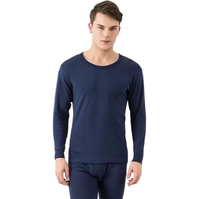 قميص أزرق داكن مزود بأكمام طويلة مع بنطلون طويل Item Picture