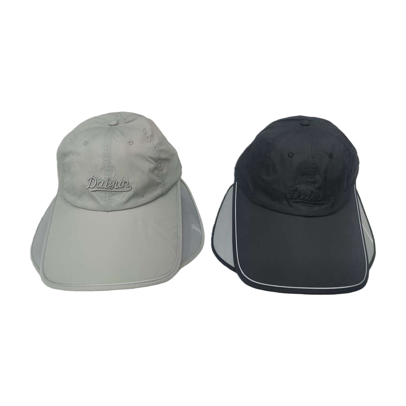 The grey and black two-tone sun hat is unisex, sun-protective, breathable and foldable Item Picture