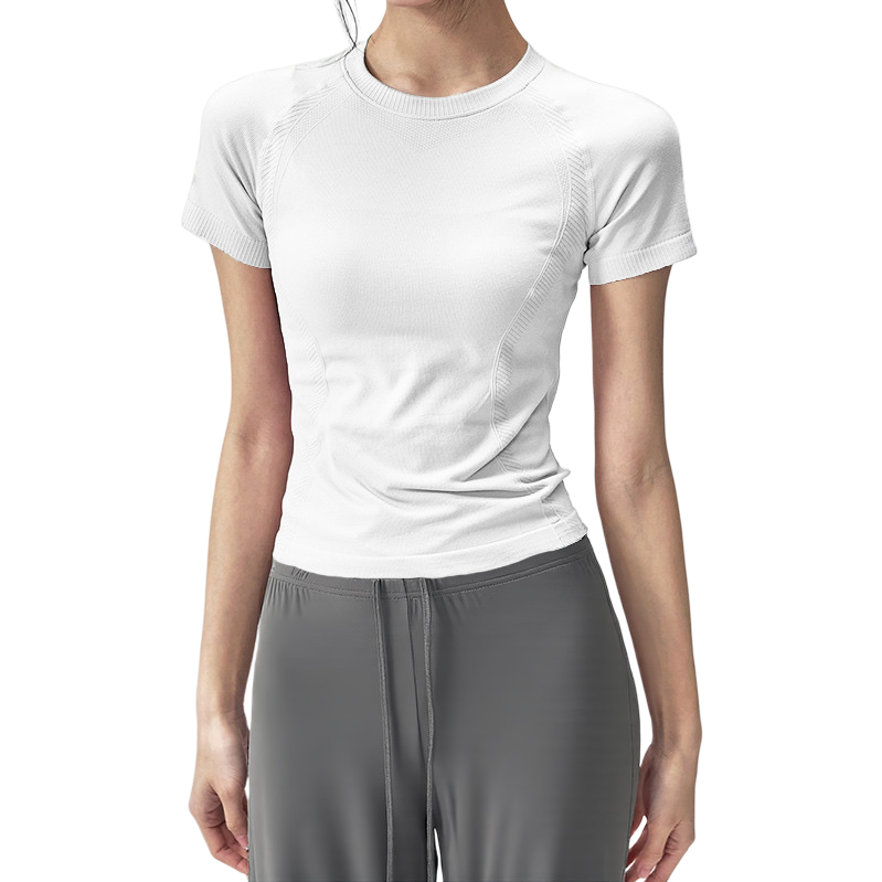 New spring and summer sports and fitness short-sleeved quick-drying yoga wear, running training top, tight-fitting slimming T-shirt Item Picture