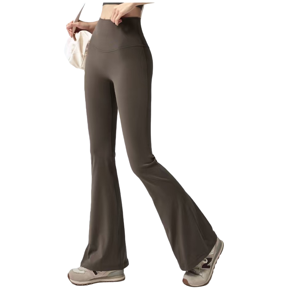 Slimming high-waisted nude yoga pants, women's seamless quick-drying buttocks lifting and shaping exercise and fitness long pants, worn over flared pants Item Picture
