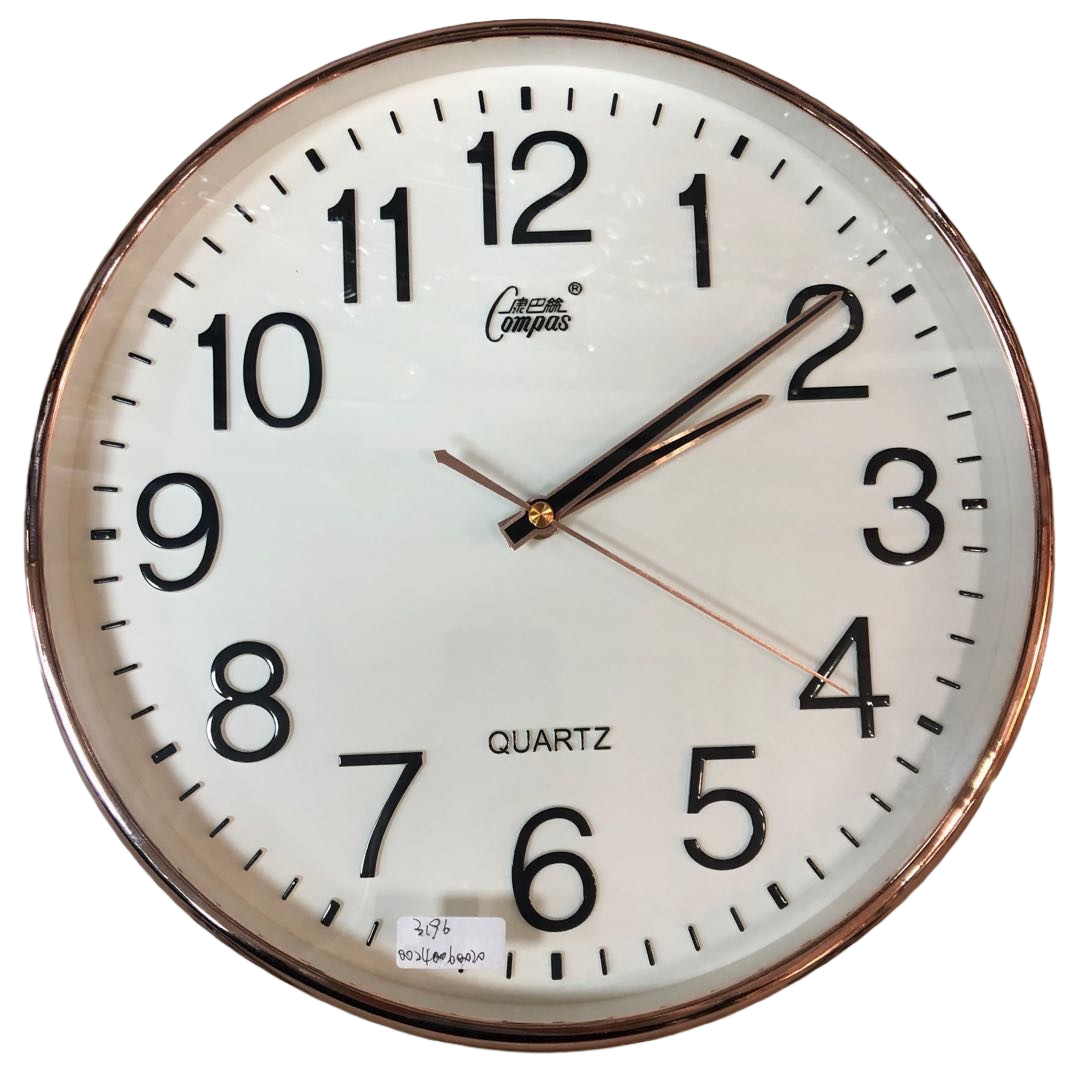 A simple and modern wall-mounted clock with a white dial and golden frame for the living room and bedroom Item Picture
