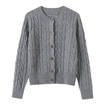 A grey knitted cardigan for women in spring and autumn, paired with a loose and laid-back top Item Picture