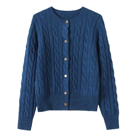 Dark blue knitted cardigan for women's slimming long sweater coat Item Picture