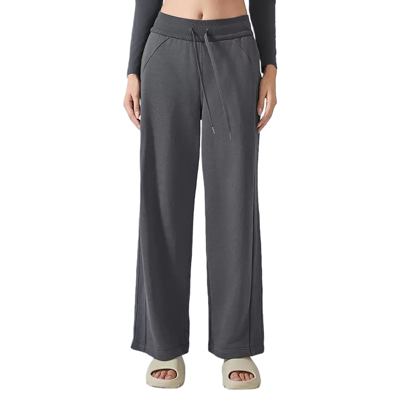 Grey loose sportswear pants are versatile for both men and women, with a good drape that makes them look slimmer Item Picture