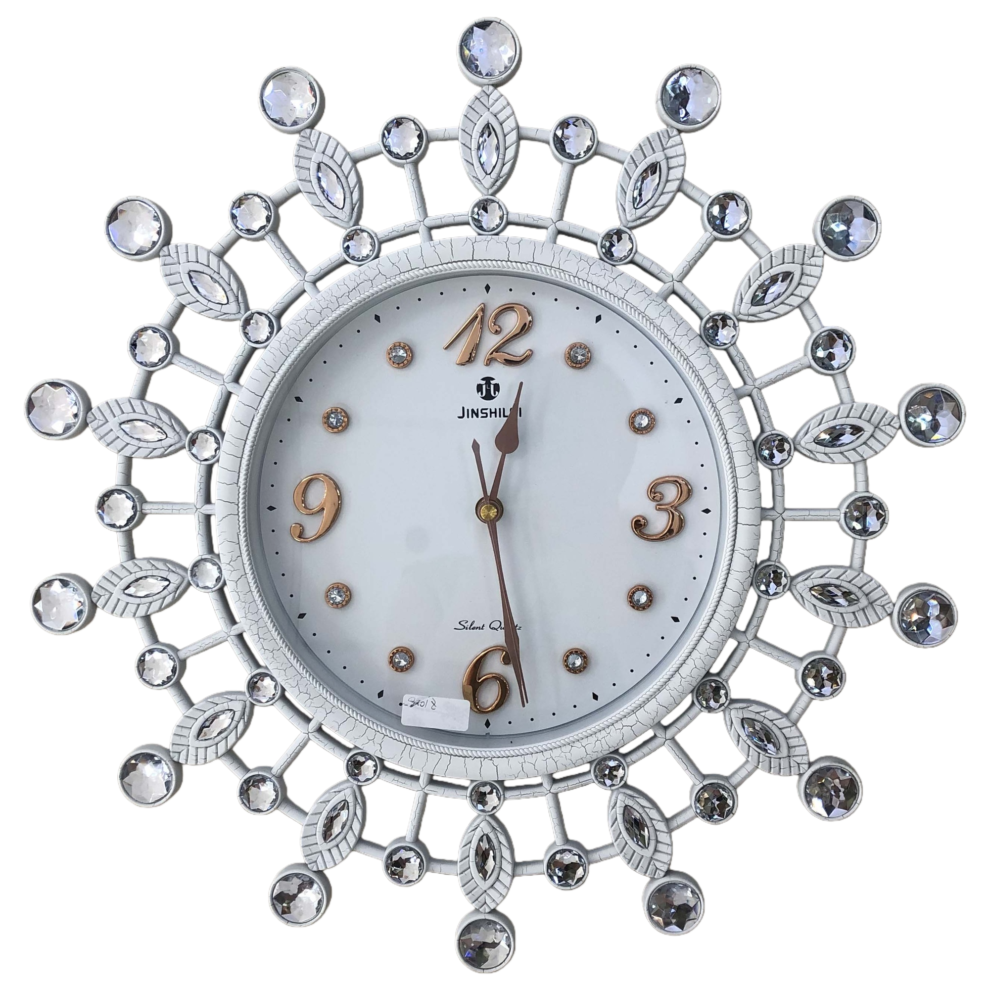 A simple and fashionable wall-mounted clock for the living room and bedroom, decorated with white diamonds Item Picture