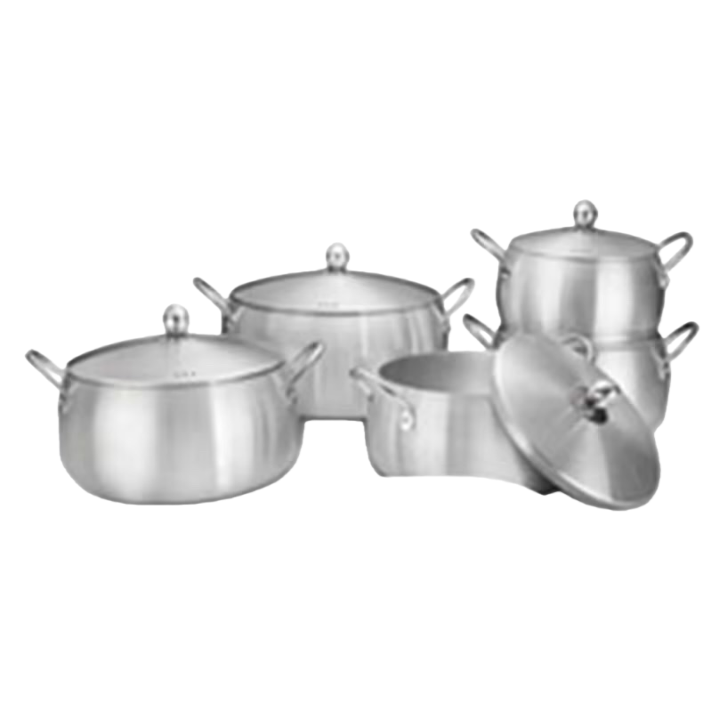Silver aluminum cookware set, 304 stainless steel composite bottom wok, soup pot and frying pot three-piece set Item Picture