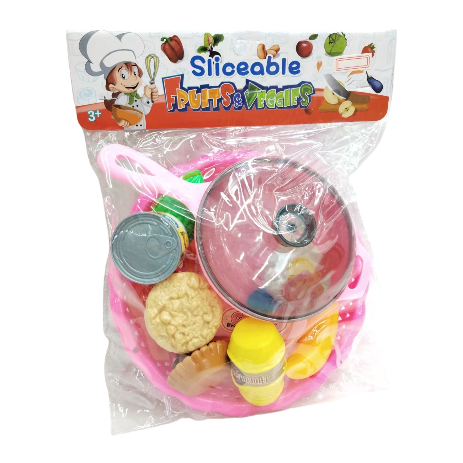 Pink children's toy kitchenware set, playhouse kitchen toys, safe and non-toxic, with rounded corners Item Picture