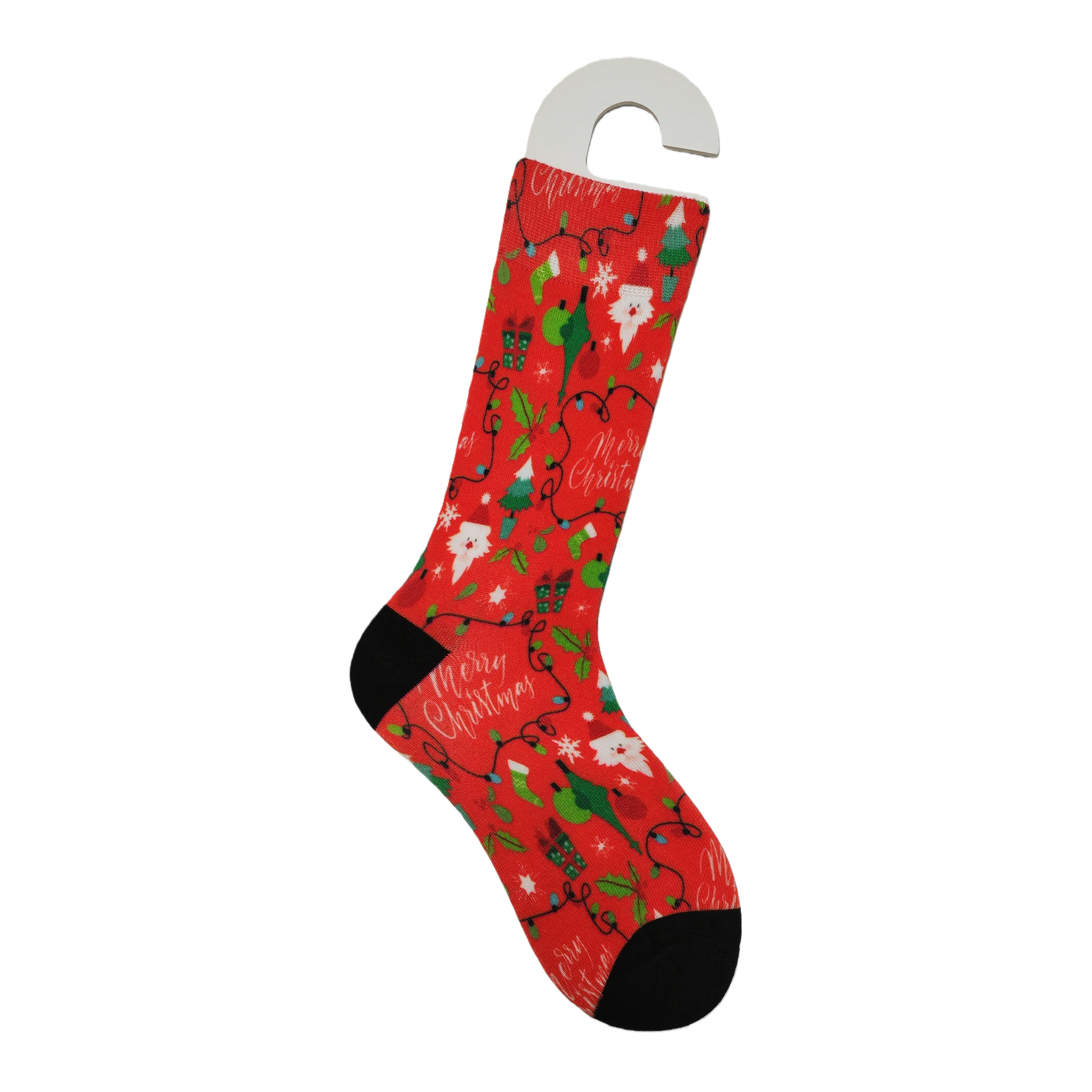 Red Christmas-themed socks, Christmas decorative socks, red holiday socks Item Picture
