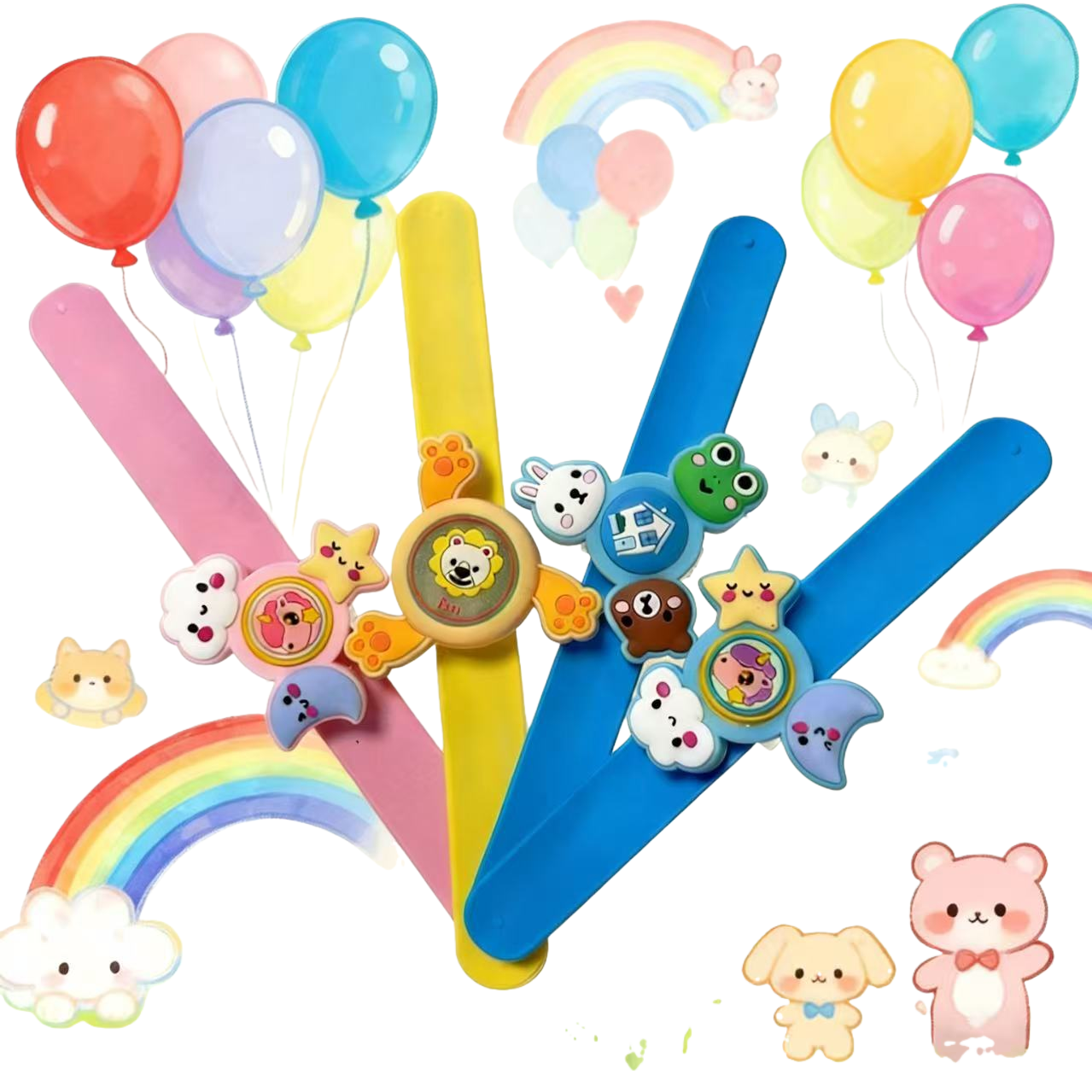 Colorful children's wristband toys with cartoon animal stars and moon decorations Item Picture