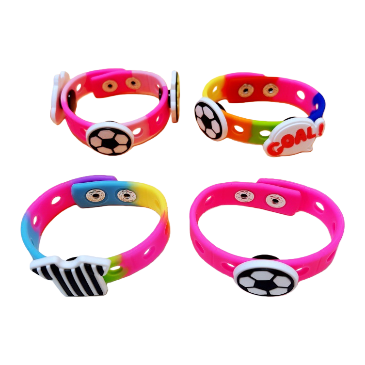 Colorful football-themed wristband, fashionable and sporty style, suitable for both men and women, elastic woven style Item Picture