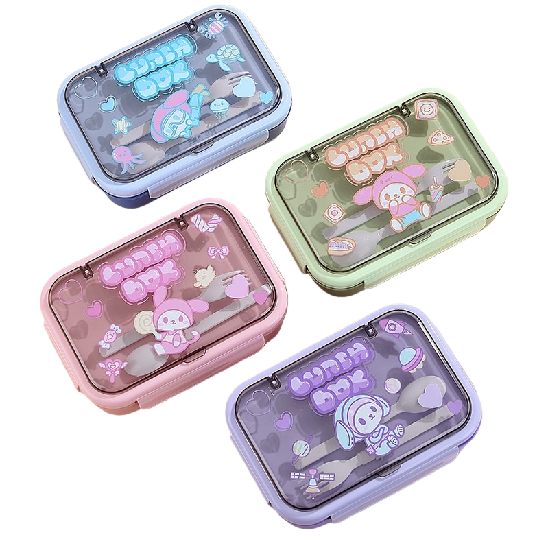 Colorful cartoon children's lunch box, portable compartments and sealed lunch box Item Picture