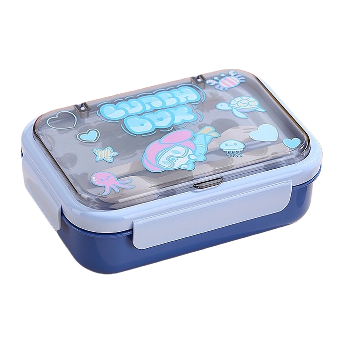 Blue cartoon children's lunch box, bento box, insulated lunch box, household student lunch box Item Picture
