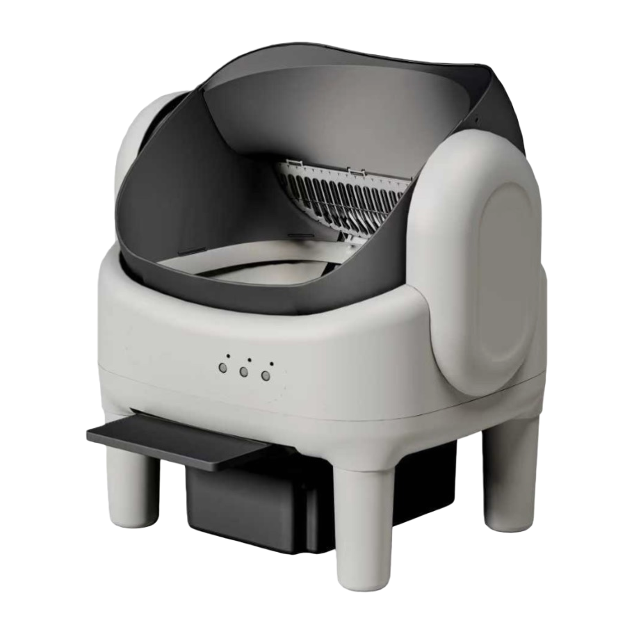 Gray and white striped smart cat litter box, fully automatic deodorizing and silent model Item Picture