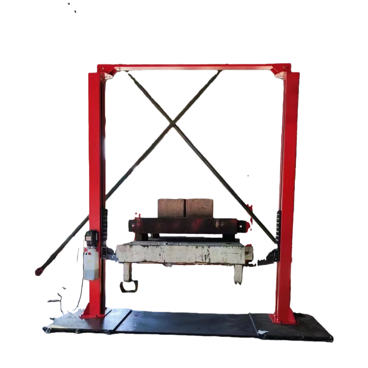 Red double-column lift, 4.2-ton automotive maintenance lifting equipment, industrial-grade hydraulic Item Picture