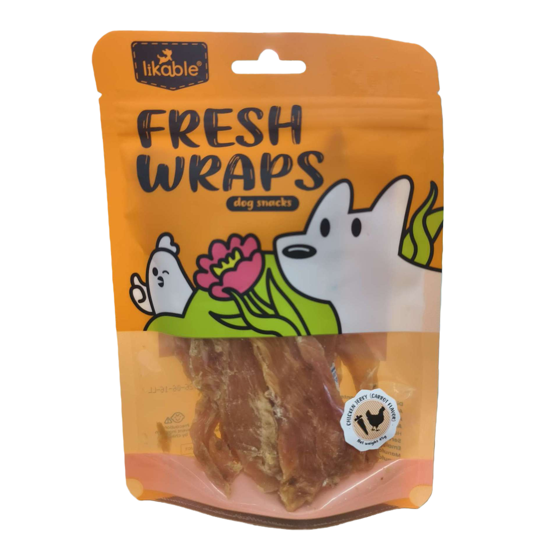 Carrot-flavored chicken slices, dog snacks, pet teeth grinding and cleaning snacks Item Picture