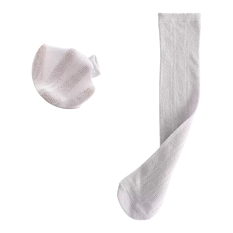Light purple knitted socks for women, pure cotton stretch mid-calf socks for autumn and winter Item Picture