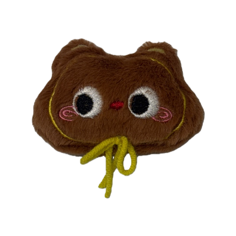 Brown plush cat head pendant, cute and adorable pet home decoration keychain, car hanging accessory Item Picture