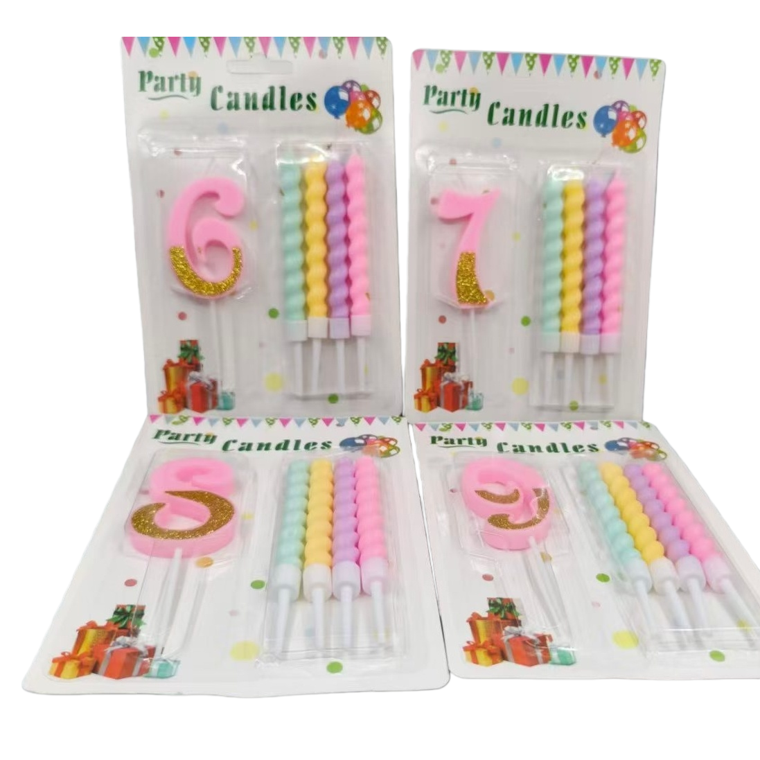 A set of colorful digital candles and spiral candles Item Picture