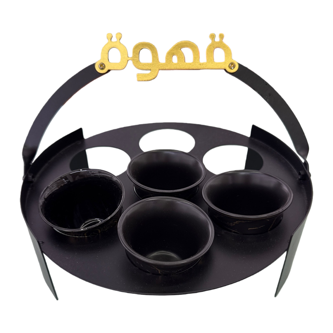 Black metal tray 6-cup tea set rack, simple and modern home storage rack Item Picture