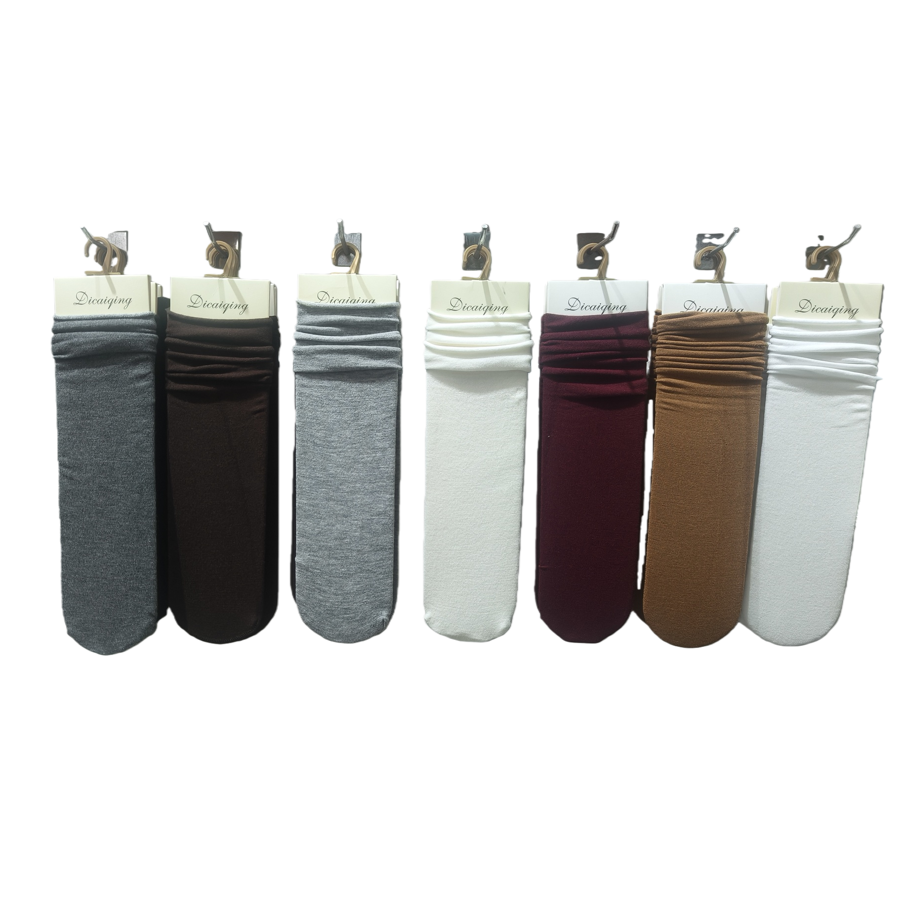 Multi-color stacked socks, pure cotton, sweat-absorbing and breathable, unisplus-style casual mid-calf socks Item Picture