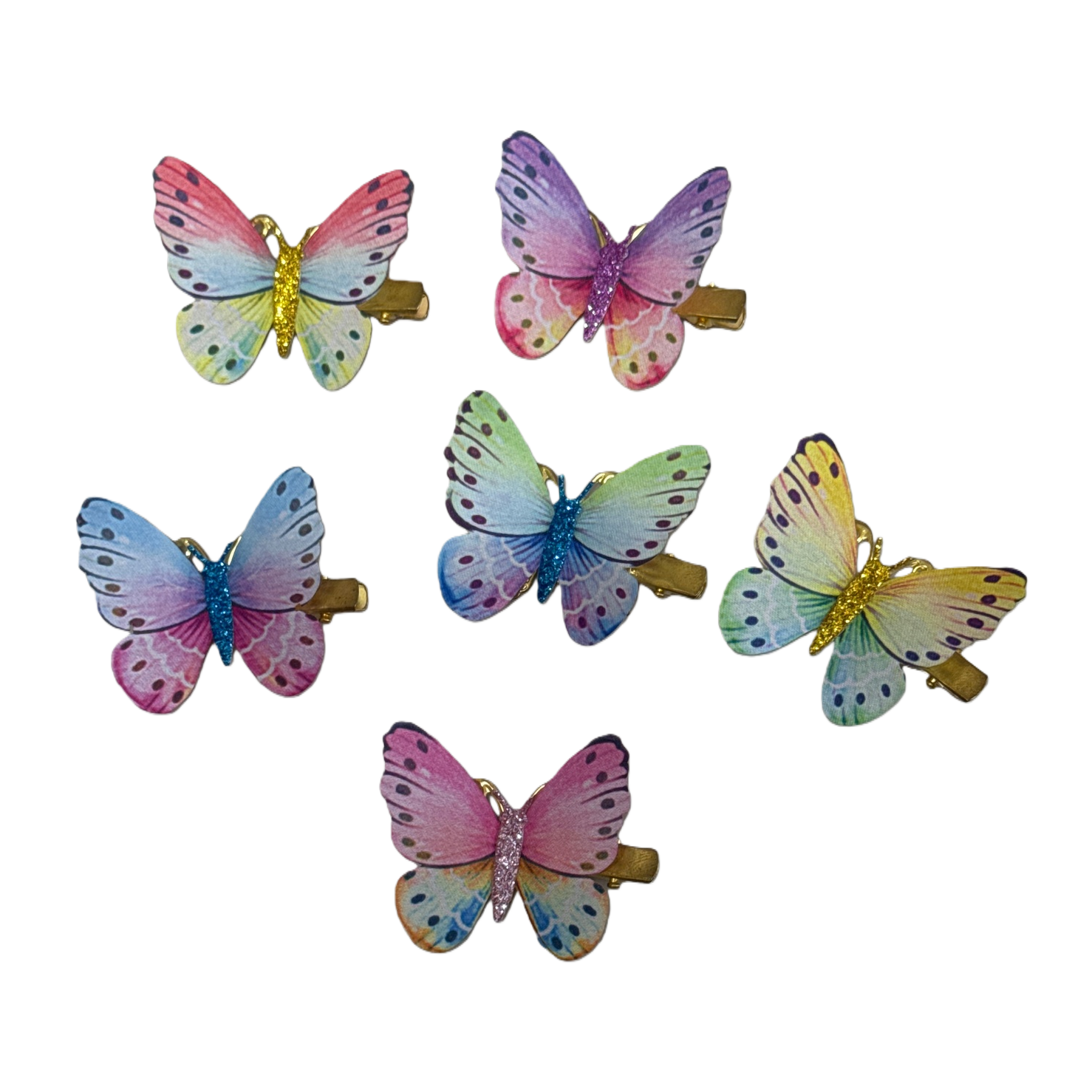 فتاة جميلة ذات شعر الفراشة الملونة ذات أجنحة معدنية ذات شعر جميل Item Picture