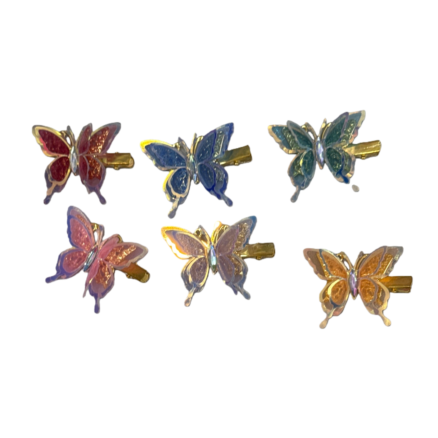 Colorful butterfly hair clips, sweet and girlish headwear, available in multiple colors with a metallic texture Item Picture