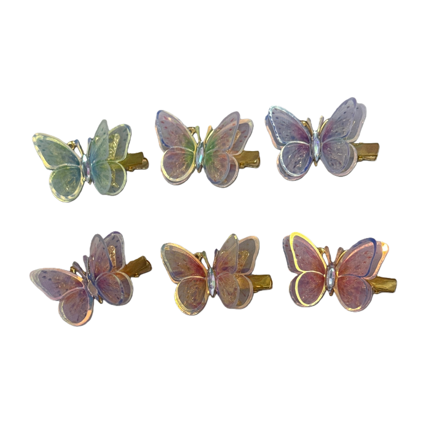 Colorful butterfly hair clips, sweet girl headwear, metal spring clips, cute accessories Item Picture