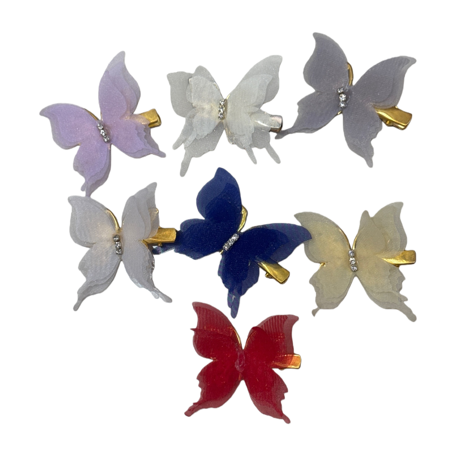 Colorful butterfly hair clips made of Korean alloy are light, anti-slip and won't damage your hair. They are sweet and suitable for daily wear Item Picture