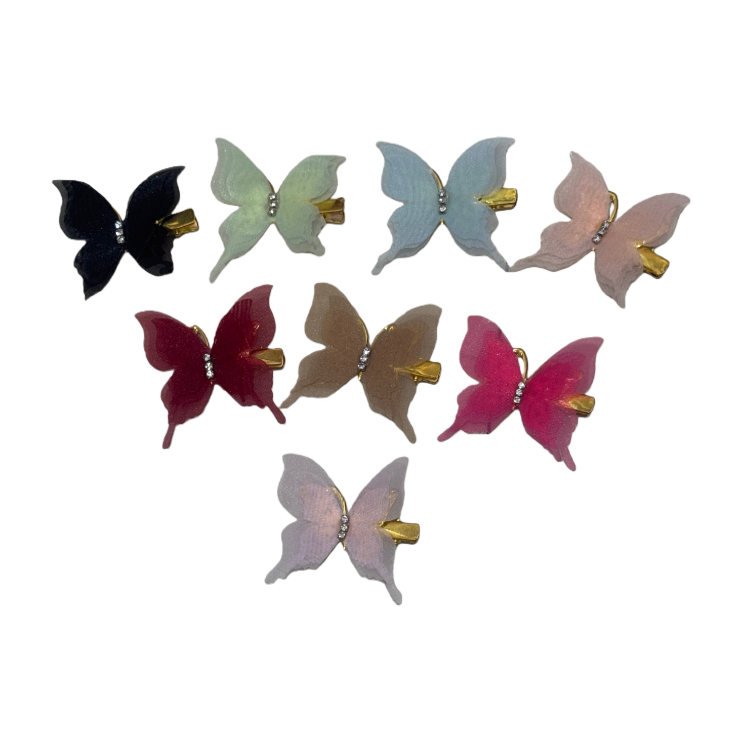 Colorful butterfly hairpins, sweet girl's headwear, decorated with fine metallic zircon Item Picture