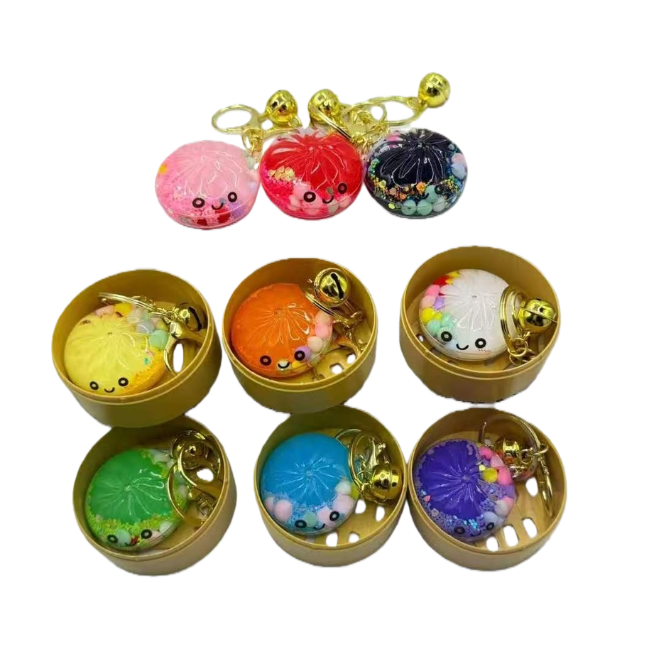 Colorful xiaolongbao-shaped keychains, cute Chinese-style creative pendants, excellent gifts Item Picture
