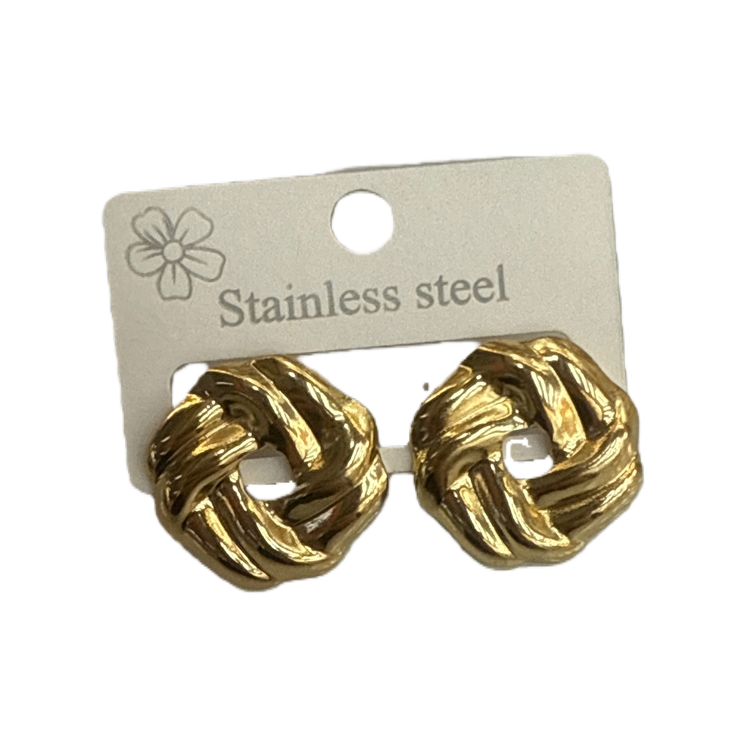 Golden knotted design stud earrings are fashionable, simple and versatile earrings Item Picture