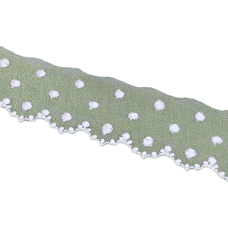 DIY hand-stitched accessories for white polka dot lace trim fabric Item Picture