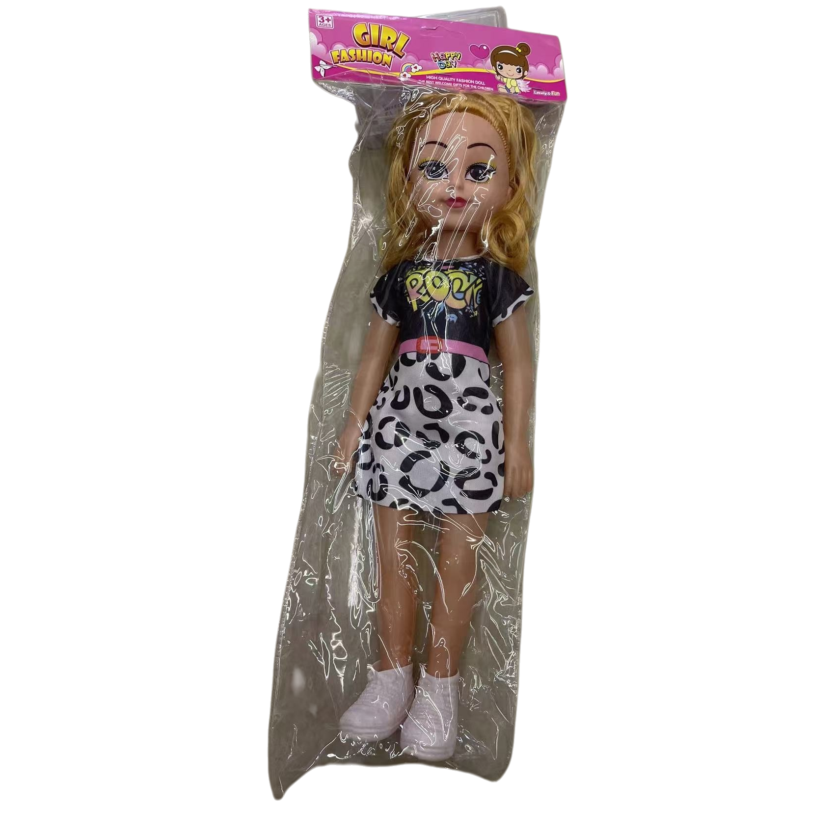 Golden curly leopard print dress doll plush toy home decoration item Item Picture