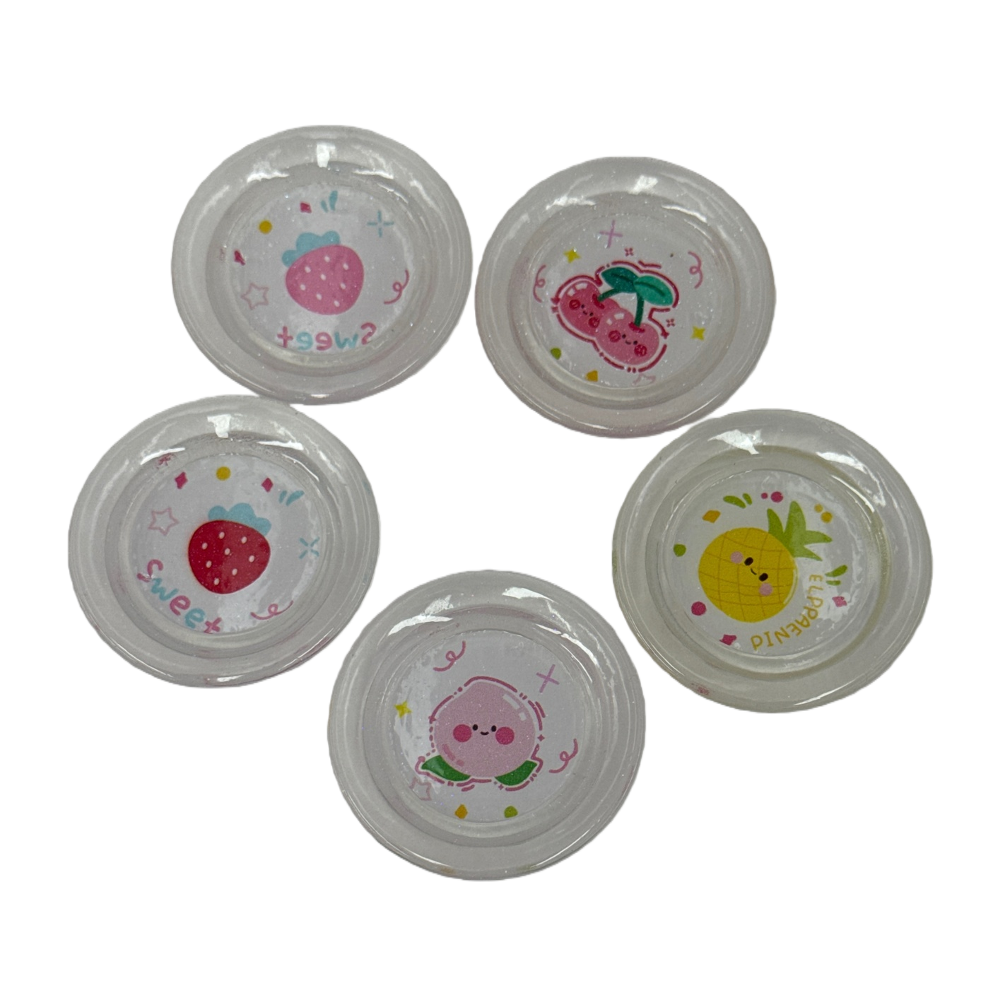 Colorful fruit patterned transparent small round plates for home creative tableware dessert plating Item Picture